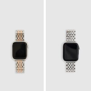 QUINCE Stainless Steel Bracelet Smartwatch Band Set, Silver & Silver/Rose Gold